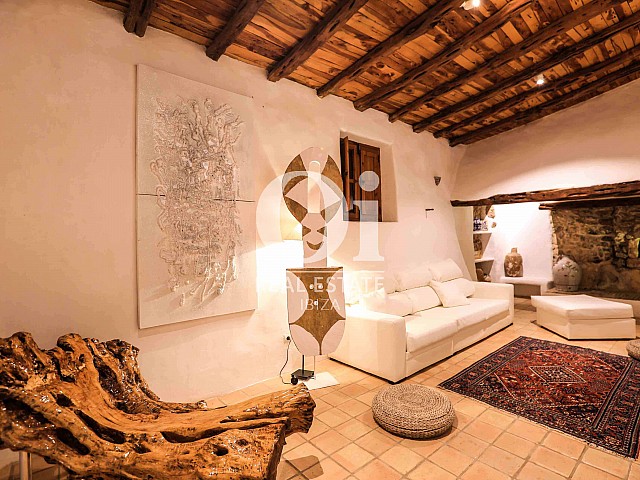 Sala de estar de casa en alquiler de estancia en Puig d'en Valls, Ibiza 