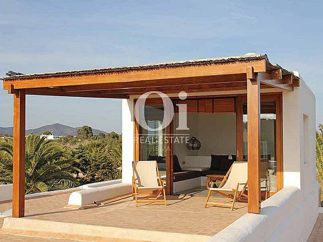 Blick auf die Chillout-Area der Villa zur Miete in Es Codolar, Ibiza