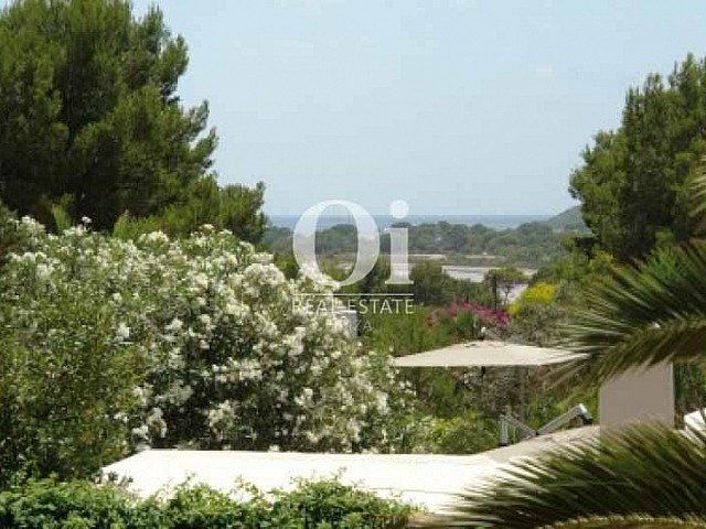 Vistas a la costa y al bosque de casa en alquiler de estancia en Ses Salines, Ibiza 