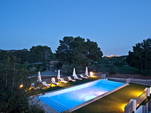 Night views in awesome property is for rent in Ibiza