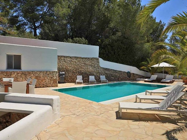 Piscina propia de preciosa villa en alquiler en Santa Getrudis, Ibiza