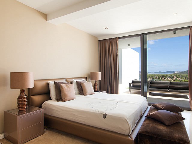 Dormitori 3 d'una impressionant vila de luxe en lloguer a Es Cubells, Eivissa