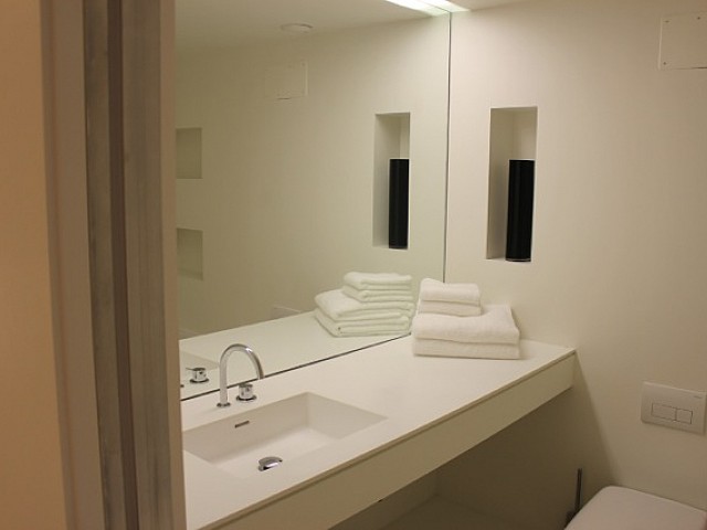 bathroom, white, mirror